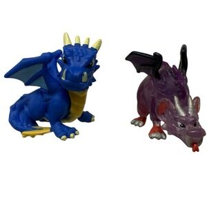 Dragamonz Mystic Azakai  & Dax Collectible Figure Dragon Toy 1" Blue & Red